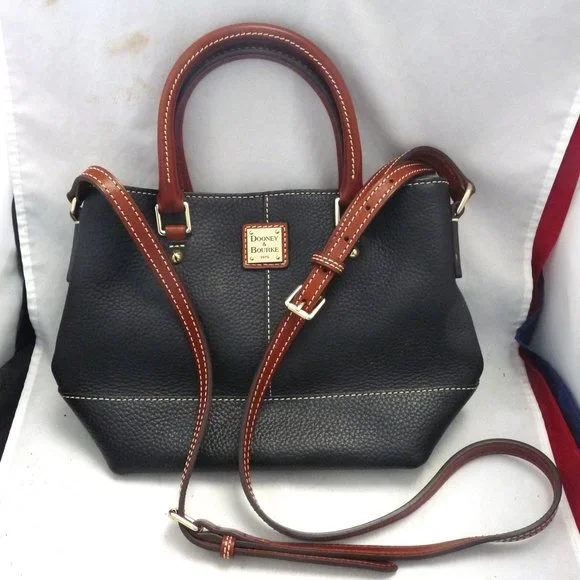Dooney and Bourke Pebble Black Brown Chelsea Shopper leather Satchel Tote Bag